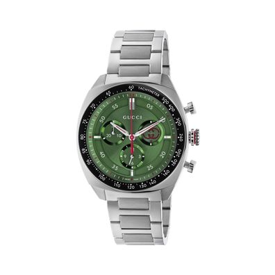 Gucci – YA142318 – Gucci Ineinandergreifendes 41-mm-Edelstahlgehäuse, grünes Zifferbl