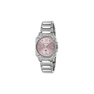 Gucci - YA166501 - G-Flat 24 mm Edelstahlgehäuse; Rosa verzinktes Zifferblatt mit röm