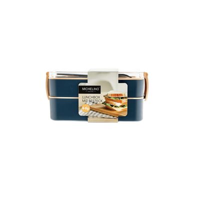 Lunchbox 4-teilig mit Fächern & Besteck - Brotdose für Schule & Büro