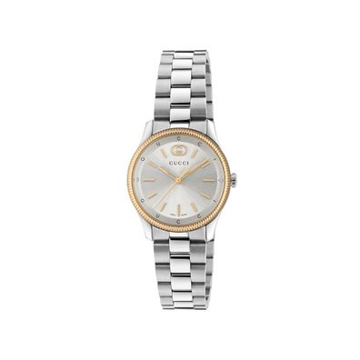 Gucci – YA1265070 – G-Timeless 29-mm-Edelstahlgehäuse, rotvergoldete Lünette, silbern