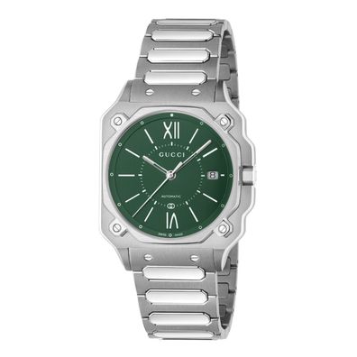 Gucci – YA166404 – G-Flat 36 mm Edelstahlgehäuse, grünes Opalin-Zifferblatt, Datumsan