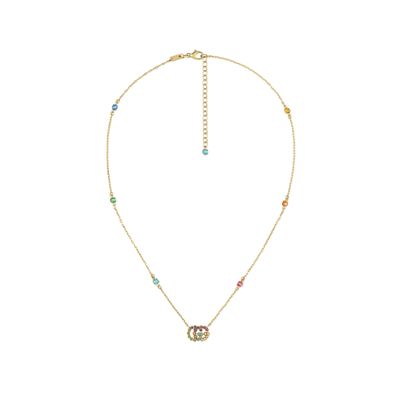 Gucci – YBB481623001 – GG Running-Halskette aus 18-karätigem Gelbgold, Quarz und Topa