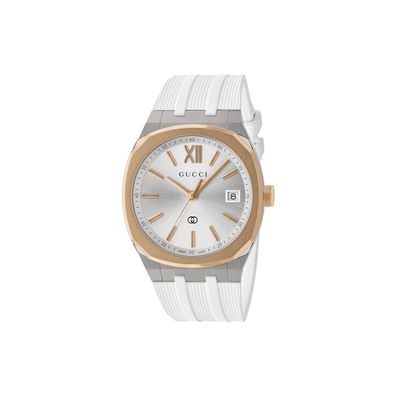 Gucci – YA163439 – Gucci 25H 36-mm-Mehrschichtgehäuse aus Edelstahl, rotvergoldete Lü
