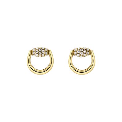 Gucci - YBD861448001 – Horsebit Horsebit-Ohrstecker aus 18-karätigem Gelbgold und Dia