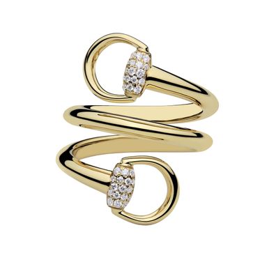 Gucci - YBC861474001 – Horsebit Horsebit-Doppelring aus 18-karätigem Gelbgold und Dia