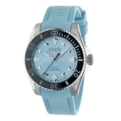 Gucci - YA136409 - Gucci Dive 36 MM Edelstahlgehäuse 
SCHWARZE Keramik-lünette
hellbl