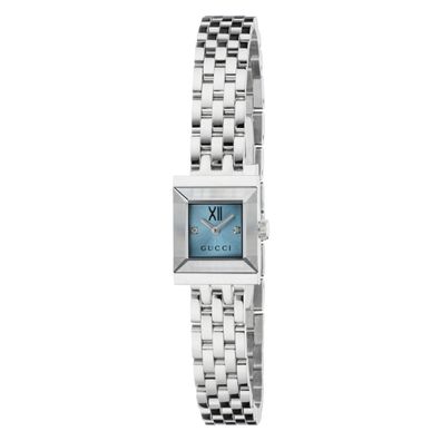 Gucci – YA128540 – G-Frame G-Frame-Stahluhr mit quadratischem hellblauem Zifferblatt