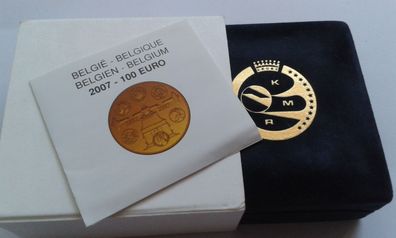 Etui und Zertifikat 100 euro 2007 Belgien - 1/2 Unze Gold - keine Münze