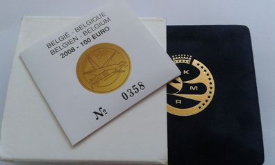 Etui und Zertifikat 100 euro 2008 Belgien Expo - 1/2 Unze Gold - keine Münze