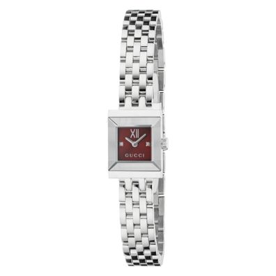 Gucci – YA128541 – G-Frame G-Frame-Stahluhr mit quadratischem burgunderrotem Zifferbl