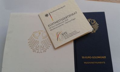 Etui+Zertiifkat 50 euro 2019 Hammerflügel - 1/4 Unze Gold - keine Münze