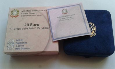 Etui+Zertiifkat 20 euro 2005 Italien Mendelsohn - Gold - keine Münze