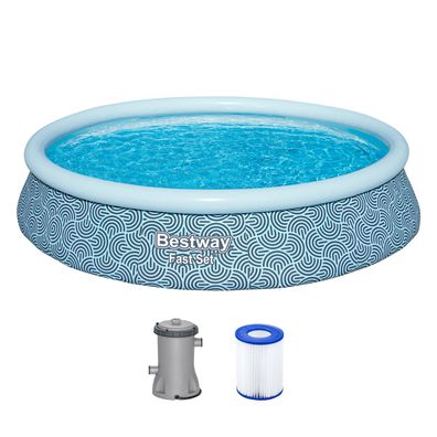 Fast Set™ Aufstellpool-Set mit Filterpumpe Ø 396 x 84 cm, Grafisches Liniendesign,
