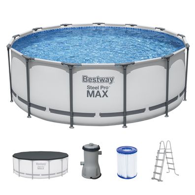 Steel Pro MAX™ Frame Pool Komplett-Set mit Filterpumpe Ø 396 x 122 cm, lichtgrau,