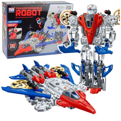 Robot Fighter Combat 2 in 1 Lights Sounds Red-Blue 29 pcs