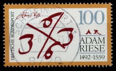 BRD 1992 Nr 1612 zentrisch gestempelt X82E46E