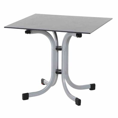 Sola Klapptisch 80cm x 80cm, Gestell Stahl silber, Tischplatte HPL dark stone
