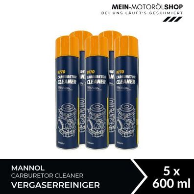 Mannol Carburetor Cleaner Vergaserreiniger 600 ML 5x600 ML