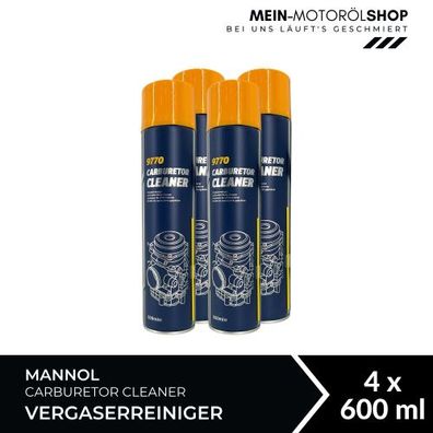 Mannol Carburetor Cleaner Vergaserreiniger 600 ML 4x600 ML