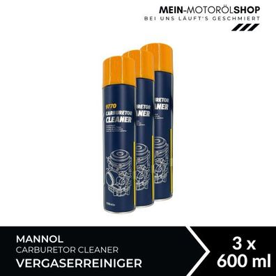 Mannol Carburetor Cleaner Vergaserreiniger 600 ML 3x600 ML