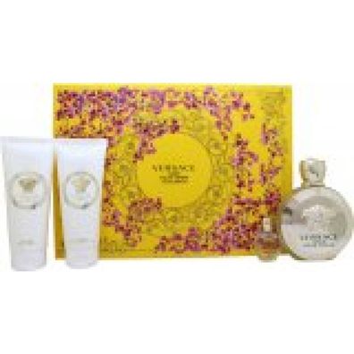 Eros pour Femme Geschenkset 100ml EDP + 5ml EDP + 100ml Körperlotion + 100ml Duschgel