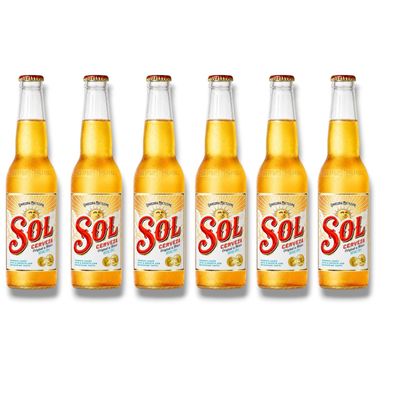 Sol Cerveza Lagerbier 6 x 0,33l - Mexikanisches Lagerbier 4,2 % Vol