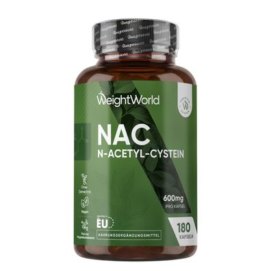 WeightWorld NAC Kapseln - N Acetyl Cystein - 6 Monate Vorrat - 180 vegane Kapseln