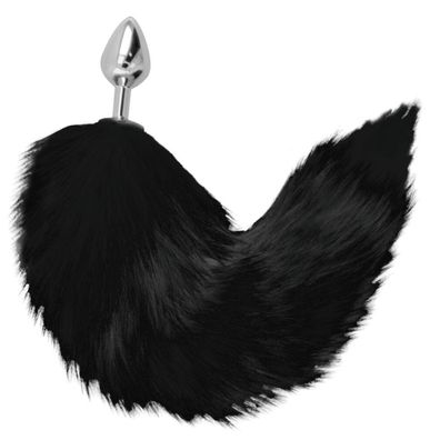 Darkness BLACK TAIL BUTT PLUG SILVER 8CM