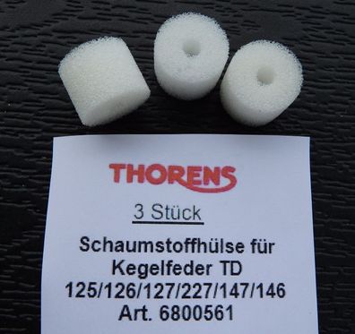 Thorens Schaumstoffhülse Kegelfeder beim TD 125 / 126 weitere - 3 Stück NOS