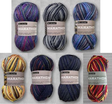 50g BellaLana Marathon 4-fach Sockenwolle Garn zum Stricken Häkeln GP 45,80€/1kg