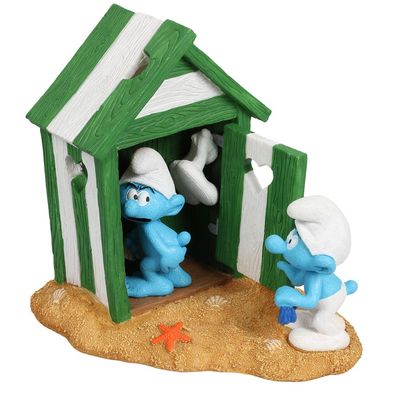 Schlümpfe mit Strandkabine - Figur für Süß- und Salzwasseraquarien