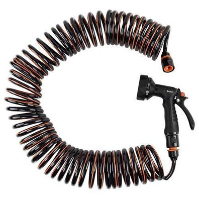 Spiralschlauch Gartenschlauch 15m SPRING FLEX Set Sprühpistole 9 Strahlarten 1/2 3/4