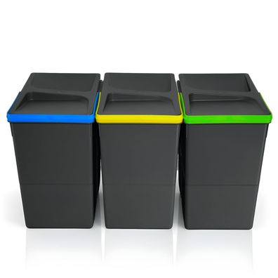 Wuitoki Mélltrennsystem 3x20 L Anthrazit fér Schublade und Unterschrank