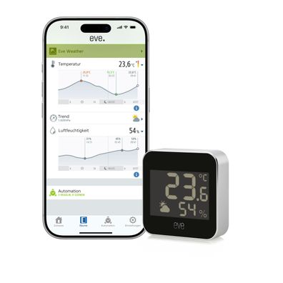 Eve Weather Defekt Smarte Wetterstation Thread Matter Schwarz IPX4