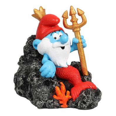 Papa Schlumpf als Neptun - Figur für Süß- und Salzwasseraquarien