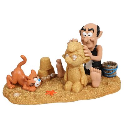 Schlümpfe: Gargamel und Azrael am Sandstrand - Figur für Süß- und Salzwasseraquarien