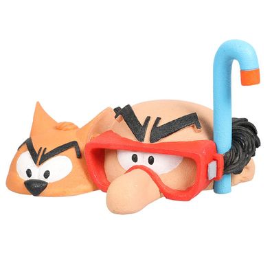 Schlümpfe: Gargamel & Azrael mit Schnorchel - Figur für Süß- und Salzwasseraquarien