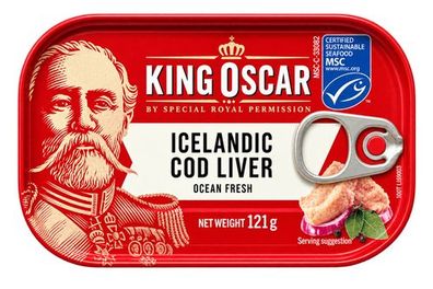 6er Pack King Oscar Dorschleber aus Norwegen – 6 × 121 g