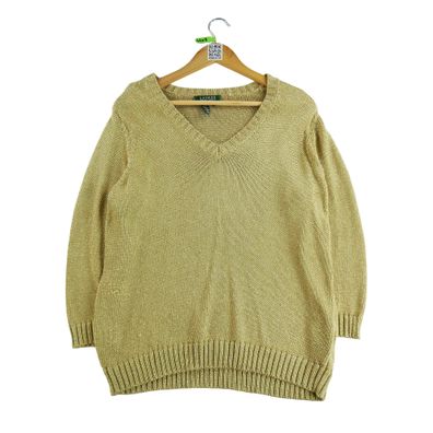 Lauren Ralph Lauren Damen Gold Pullover Größe XL #QWE4205