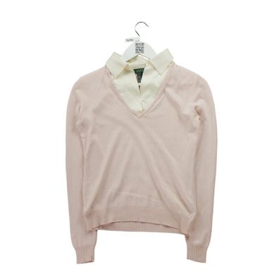 Lauren Ralph Lauren Damen Seiden- und Kaschmirrosa Pullover Größe S #QWE7050