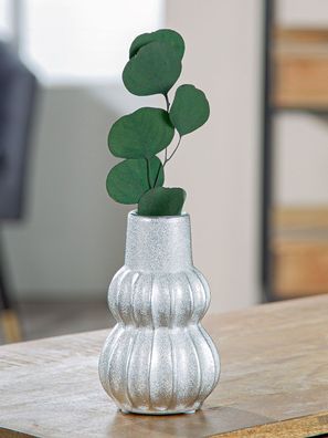 Gilde Vase, "Argento", Keramik, silberfarben, VE 8, H. 15.5 cm, D. 9.5 cm 34064
