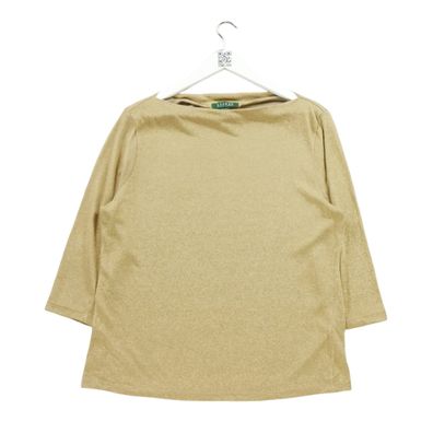 Lauren Ralph Lauren Langarm Damen T-Shirt Gold Größe XL #QWE7056