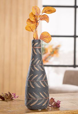 Gilde Flaschenvase, "Oliva", Keramik, grün, schwarz, VE 4, H. 25 cm, D. 9 cm 34500