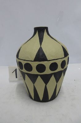 Gilde Vase, "Reao", gepunktet, kariert, Pappmache, creme, VE 2, H. 26 cm, D. 19
