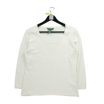 Lauren Ralph Lauren Damen Beiger Seidenpullover Größe M #QWE1132