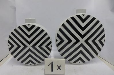 Gilde Deckelvase, rund, "Chevron", graphisch, Keramik, schwarz, weiß, VE 1, L