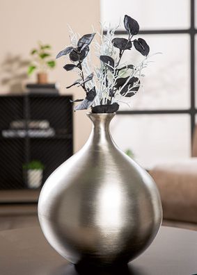 Gilde Kugelvase, "Argenterie", Aluminium, silberfarben, VE 1, H. 24 cm, D. 19 cm