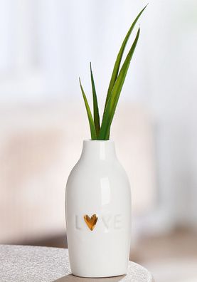 Gilde Vase, "Lots of Love", Herzmotiv, Schriftzug, Porzellan, weiß, VE 6, H. 10