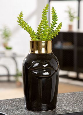 Gilde Vase, "Mouth", Mundmotiv, Keramik, schwarz, VE 4, L. 12 cm, B. 11 cm, H
