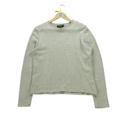 Lauren Ralph Lauren Damen Seiden- und Kaschmir-Beiger Pullover Größe XL #QWE1549